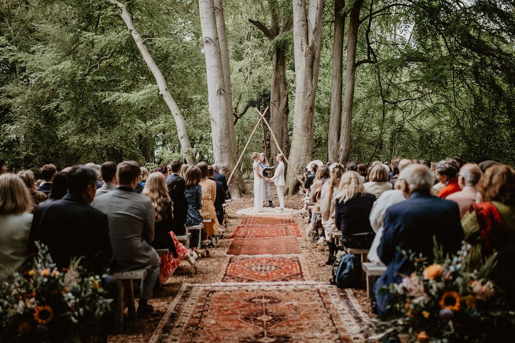 woodland ceremony area at Wellington Wood in Norfolk